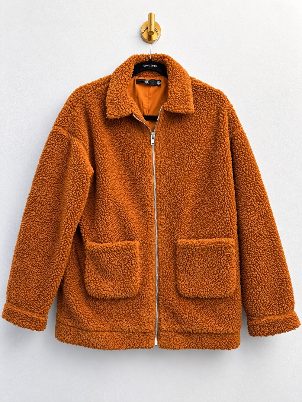 Missguided Teddy Sherpa Jacket Rust Brown